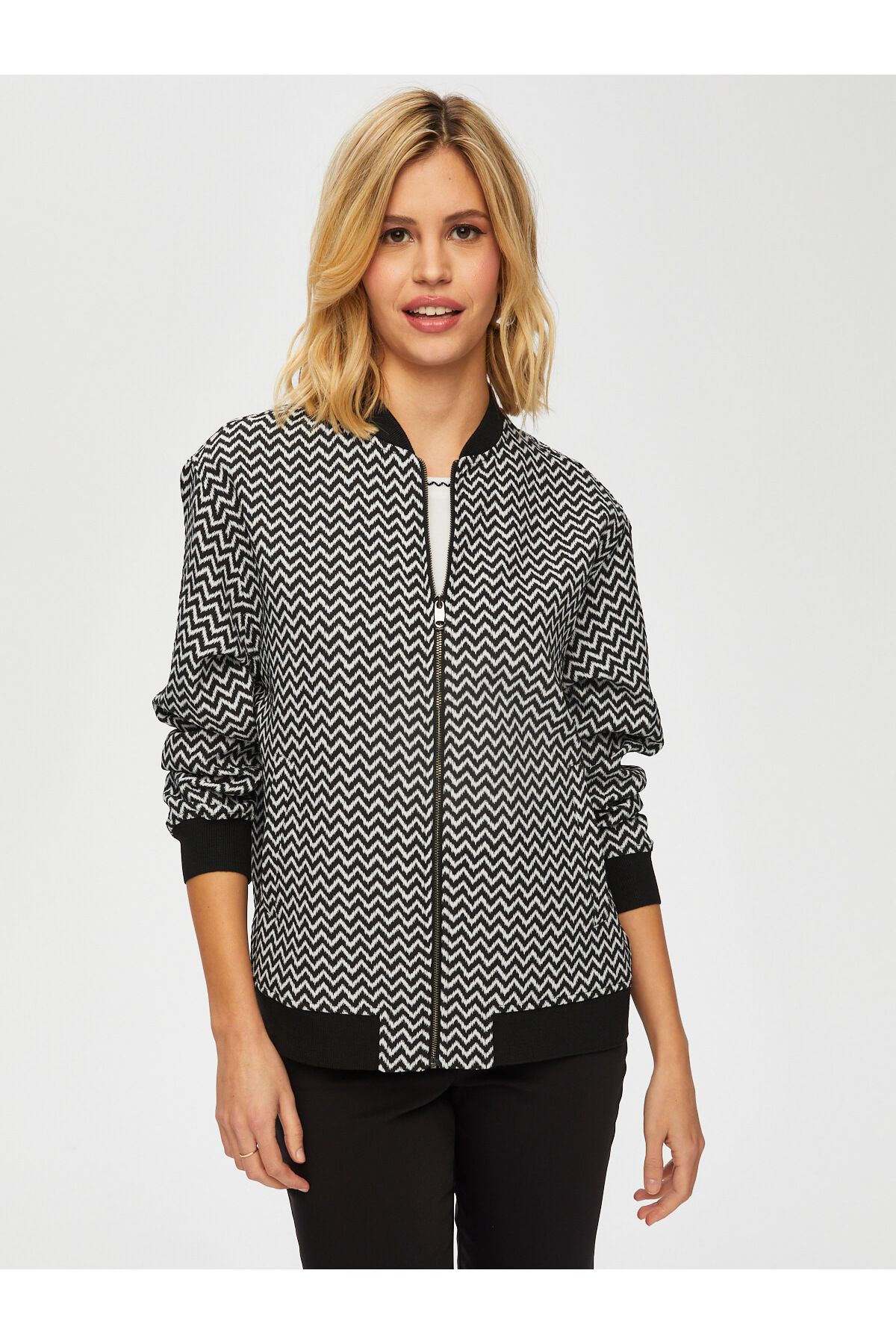 Zigzag Jakarlı Bomber Ceket 002