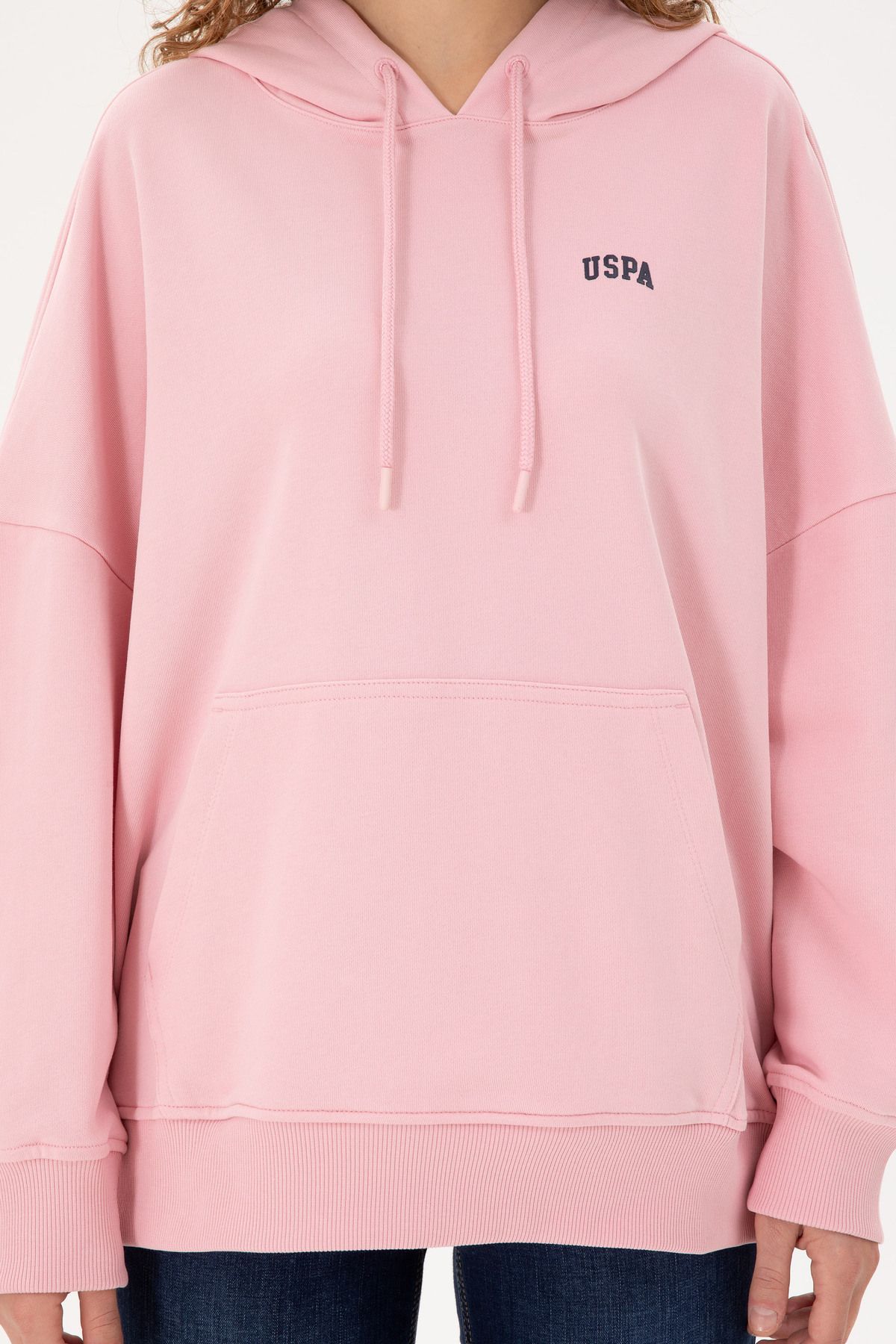 Kadın Pudra Kapüşonlu Basic Sweatshirt 50297324-vr042