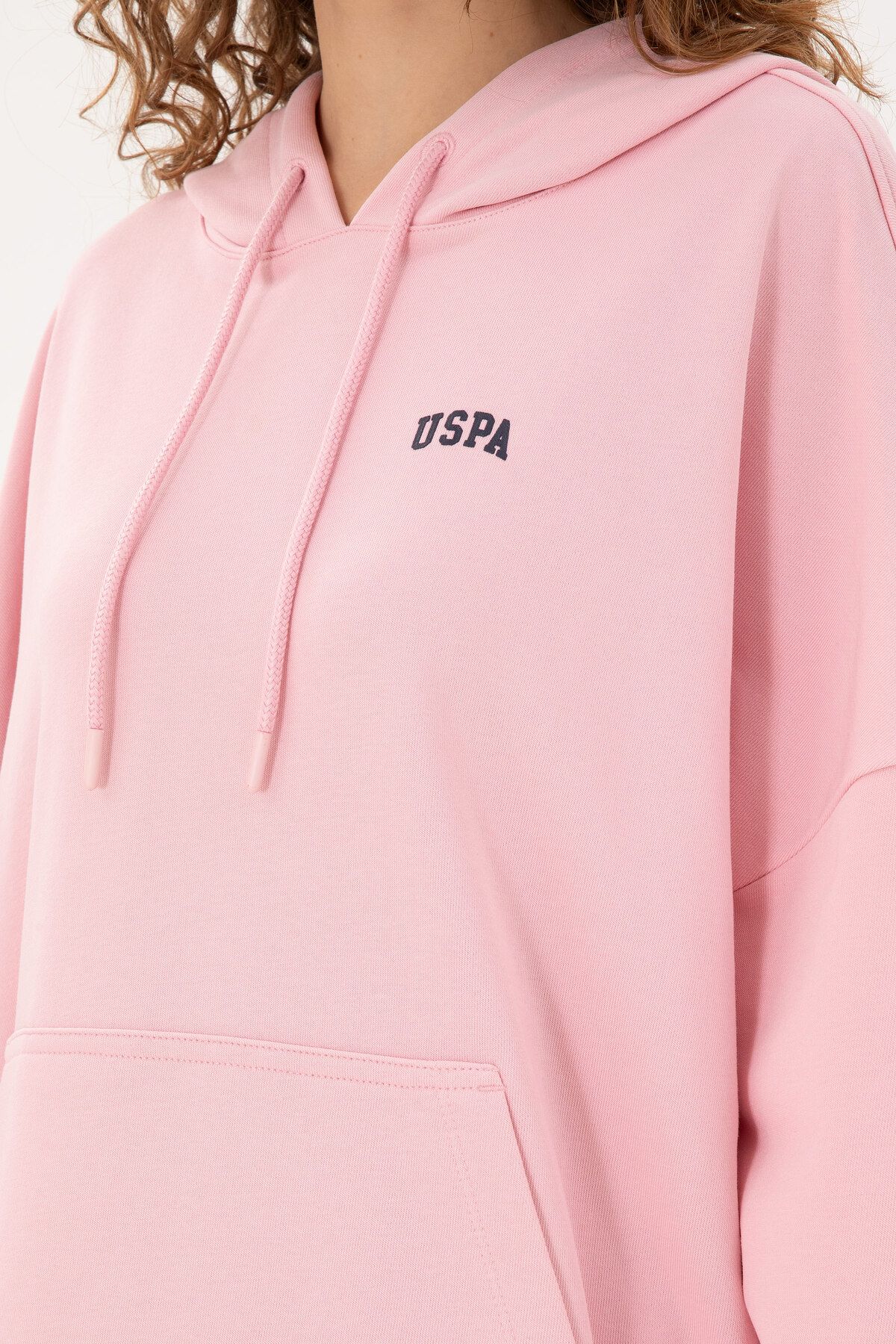 Kadın Pudra Kapüşonlu Basic Sweatshirt 50297324-vr042