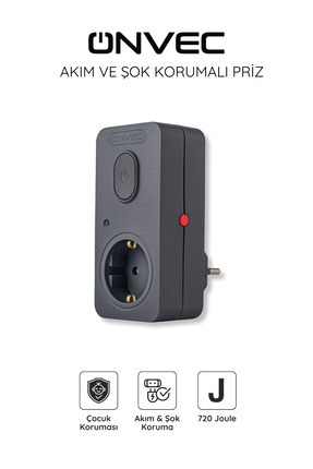 Basic Anahtarlı Akım Ve Şok Korumalı Priz 720 Joule Antrasit Gri Image 0