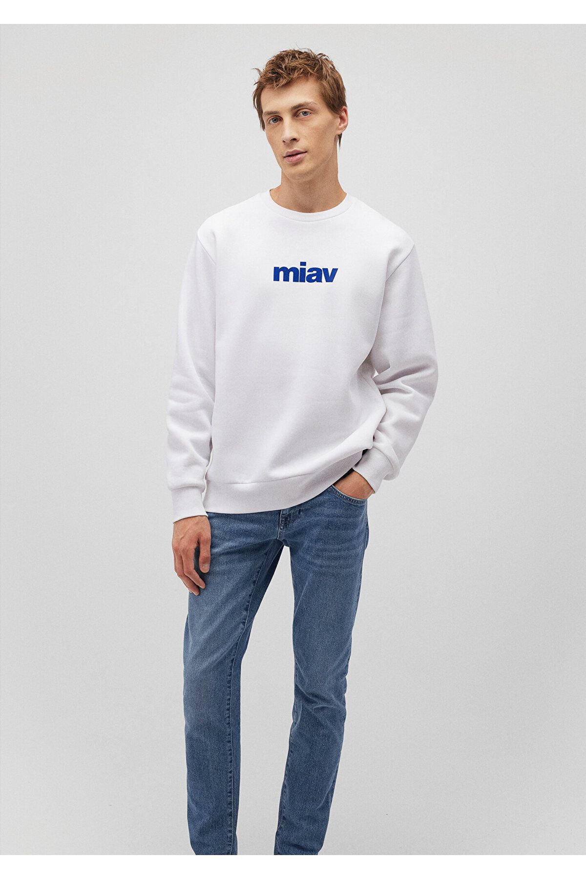 Mavi Miav Baskılı BeyazSweatshirt 0610925