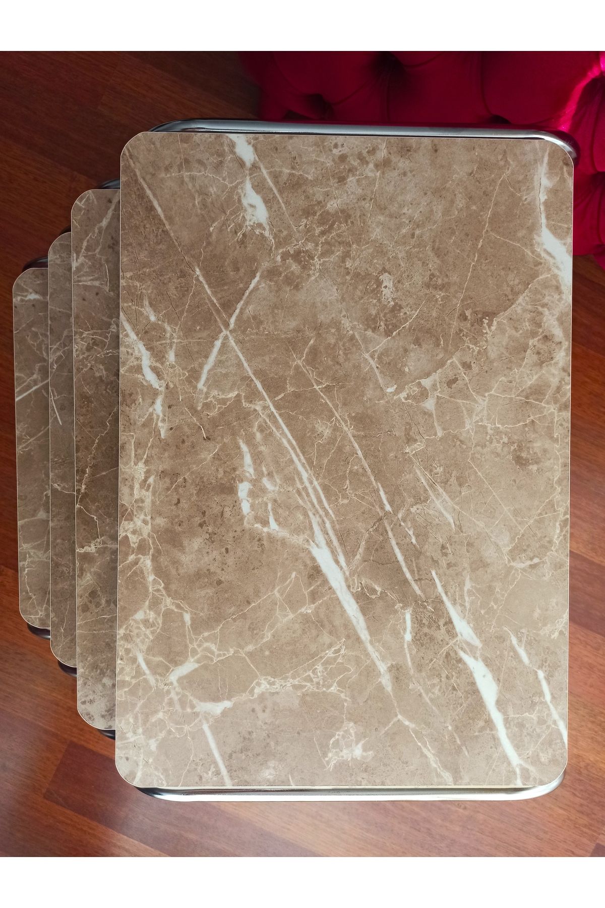 Regina Marble Masa 4'lü Sehpa Gold Tse E1  Guaranteed