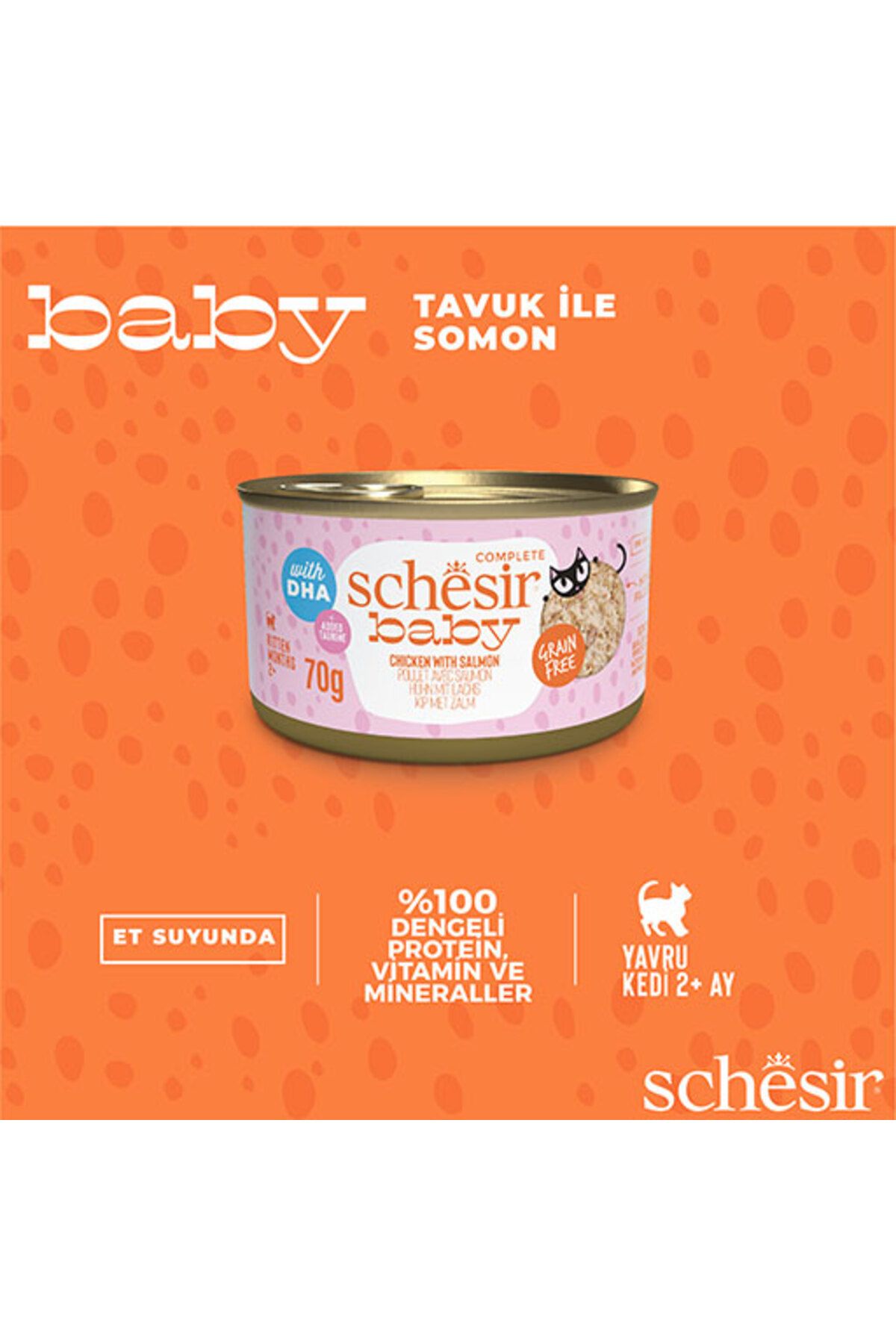 Babycat Tavuklu Ve Somon Balıklı Tahılsız Yavru Kedi Konservesi 70 gr