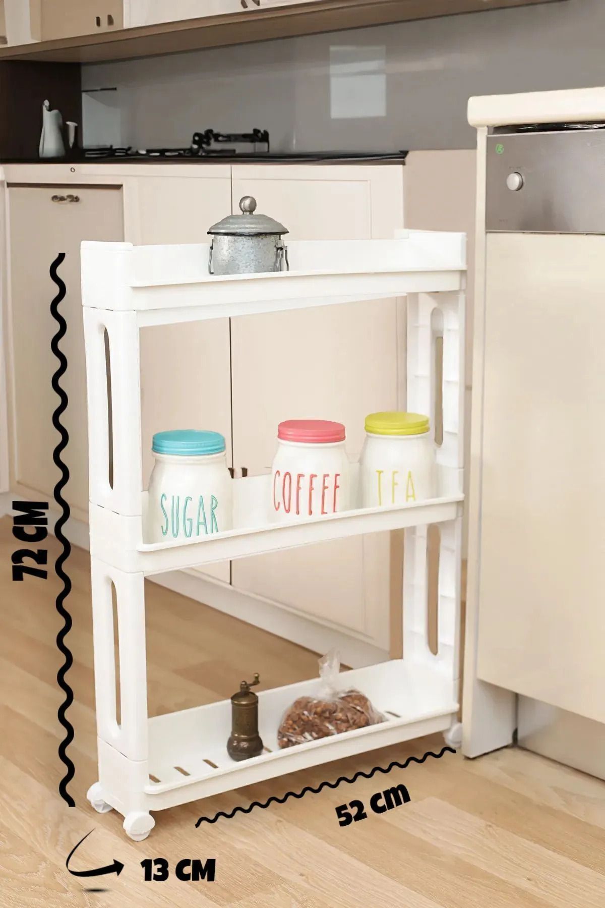 3 Katlı Tekerlekli Organizer Raf