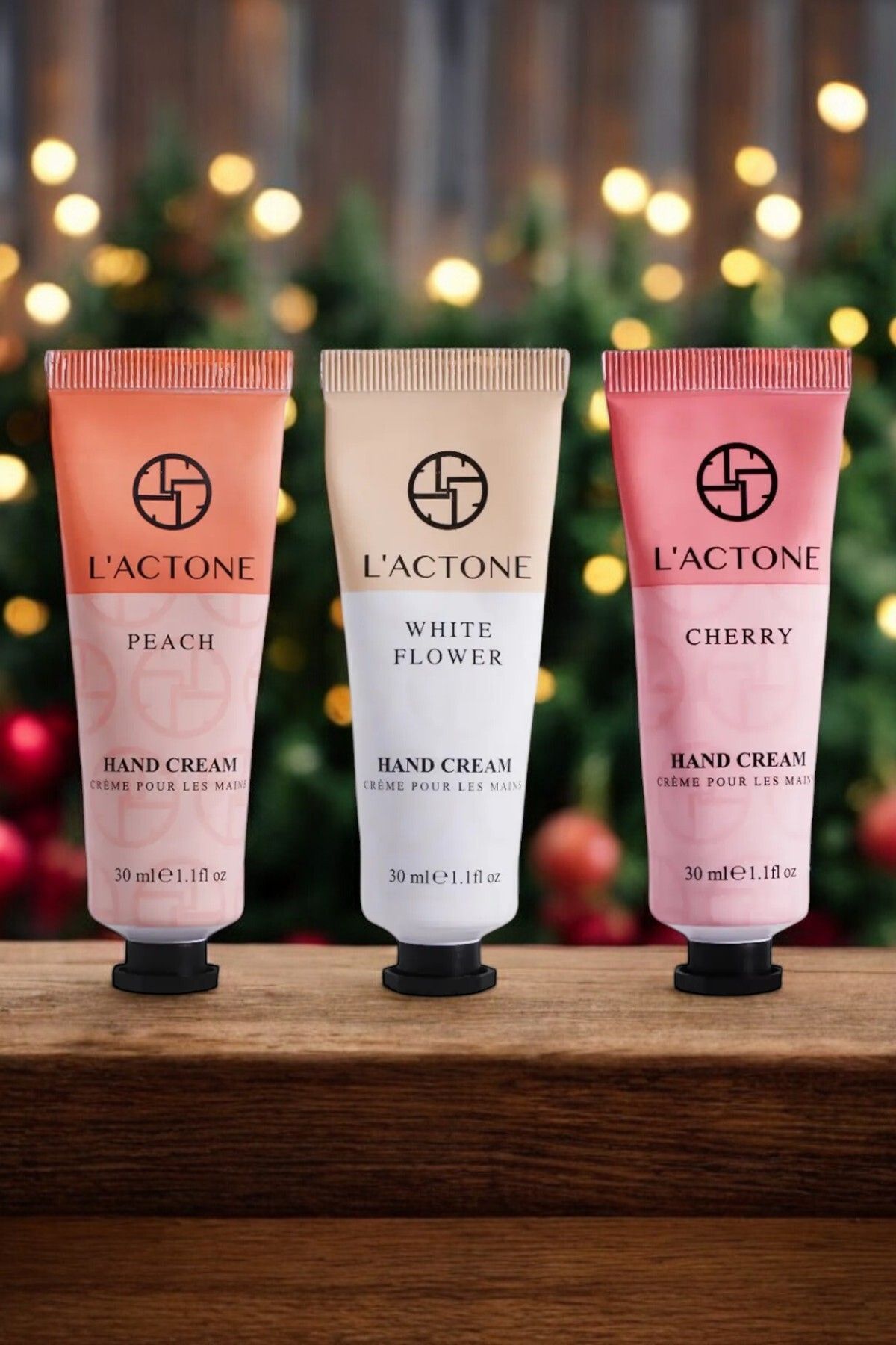 L'ACTONE Peach & White Flower& Cherry Hand Cr...