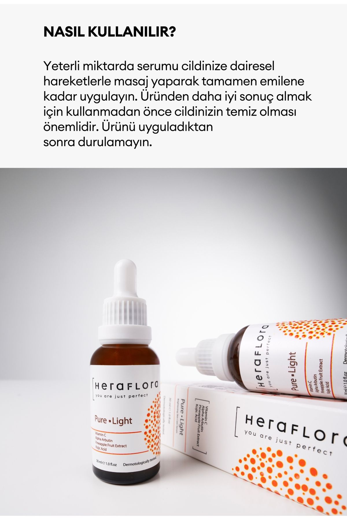 Pure Light Aydınlatıcı,Leke Karşıtı Serum 30 ml Vitamin C,Arbutin,Ananas Eks,Kojik Asit