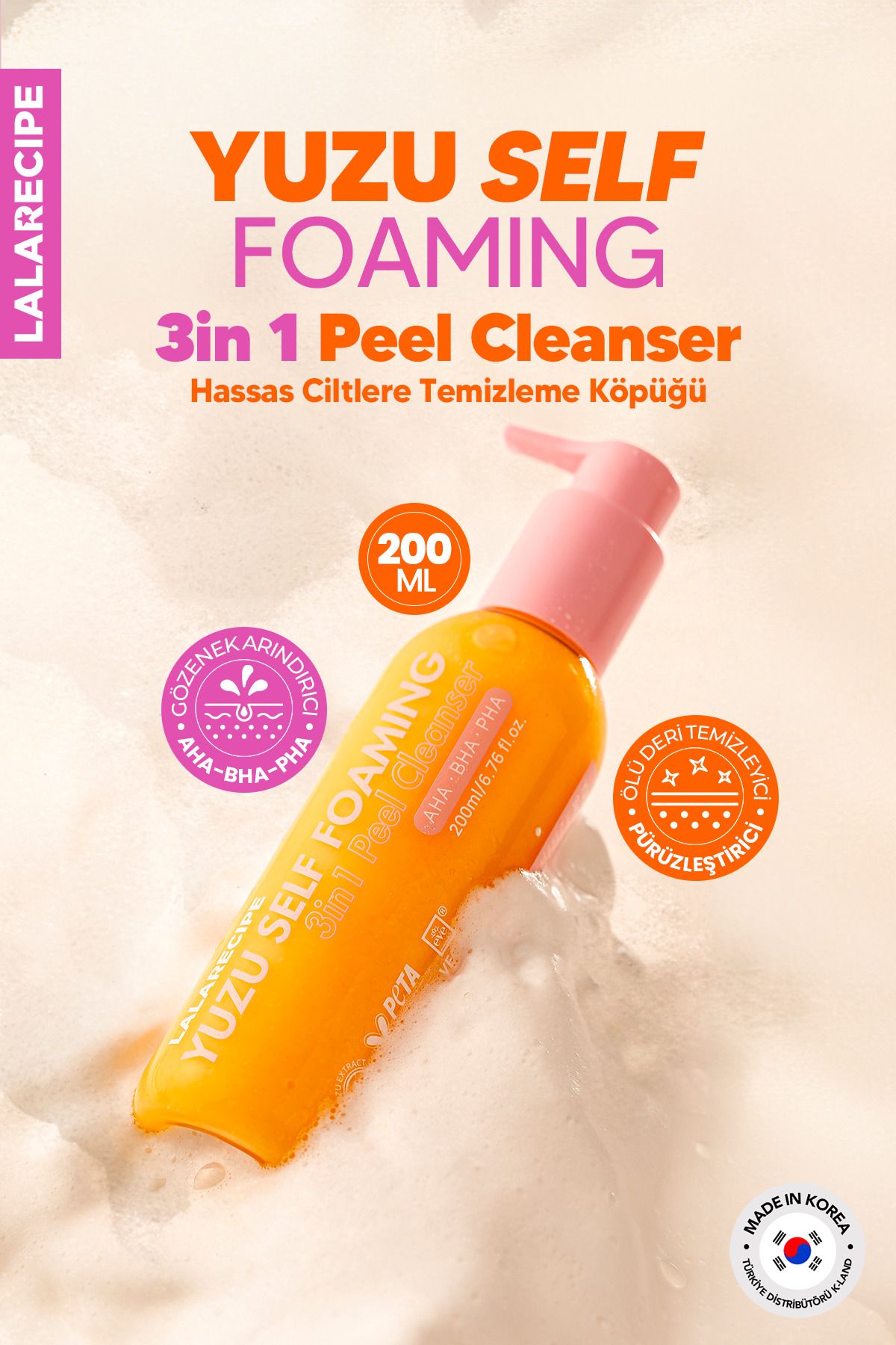 Aydınlatıcı ve Pürüzsüzleştirici Köpüren Temizleyici LalaRecipe Yuzu Self Foaming 200 ml