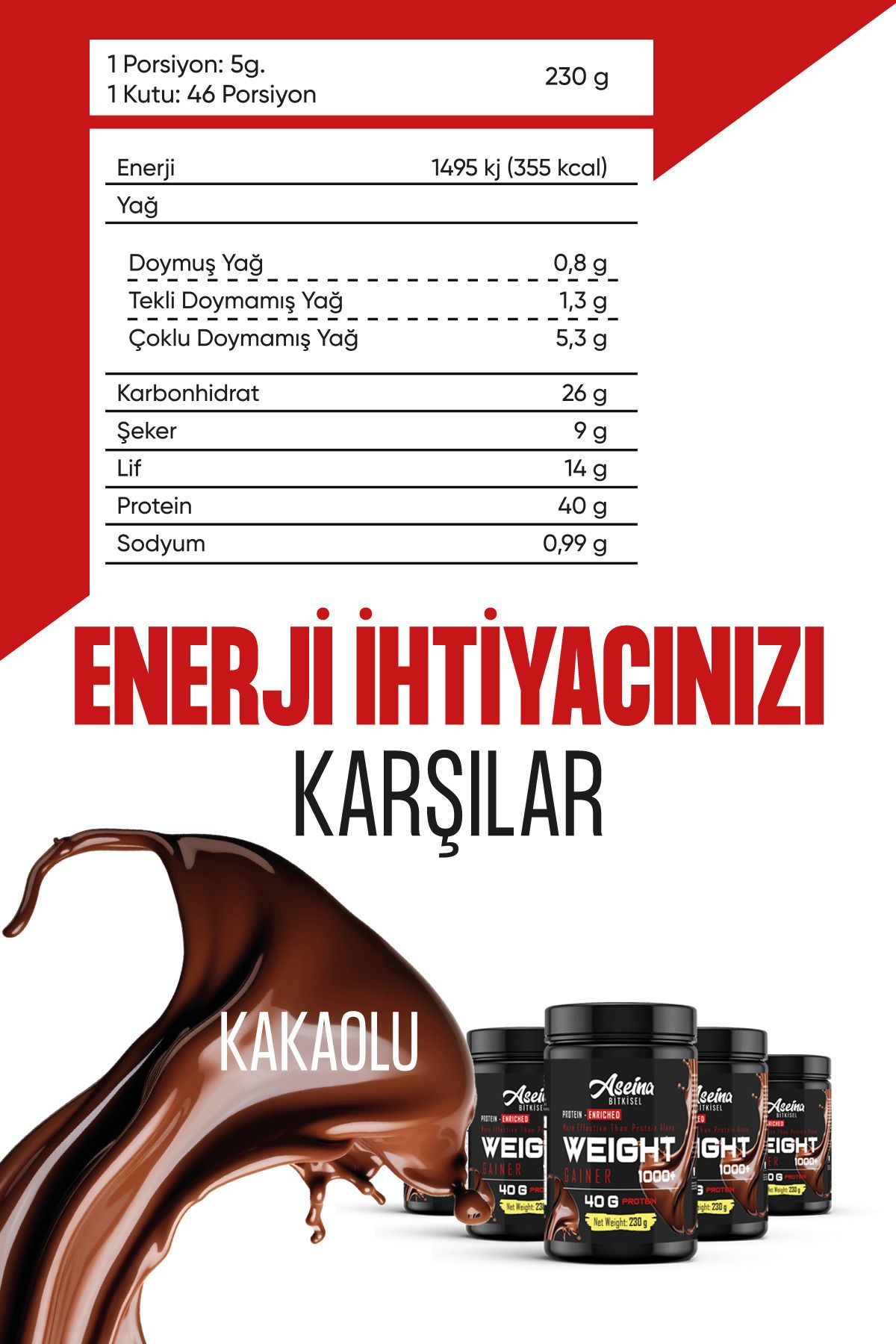 Kilo-aldirici Iştah Açıcı Protein Tozu Muz Ve Kakao Aromali Kilo Aldiran Toz (1 Lİ SET)