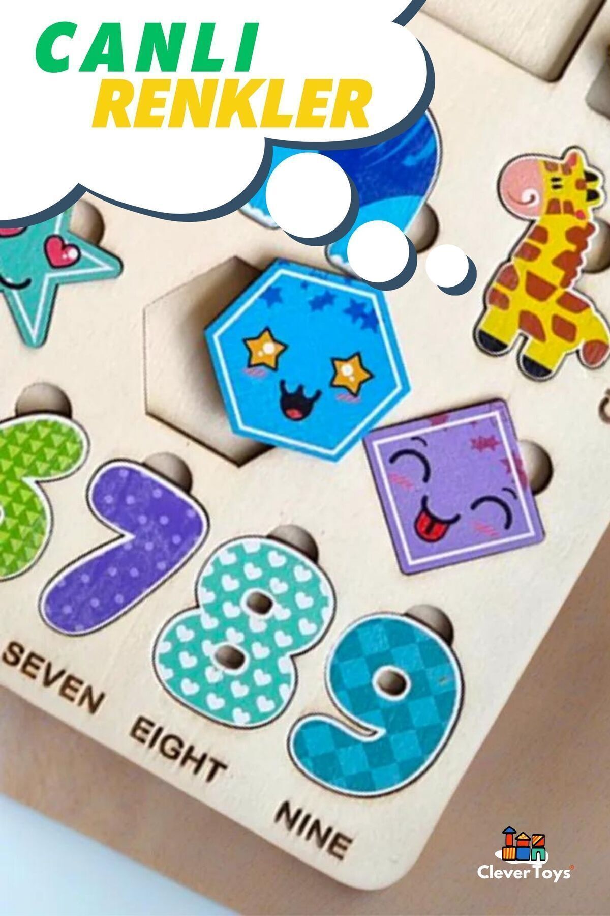 Ahşap Bul Tak Oyuncak, Eğitici Ahşap Çocuk Tak Çıkar Oyuncak Puzzle Yapboz Hayvanlar, Sayılar