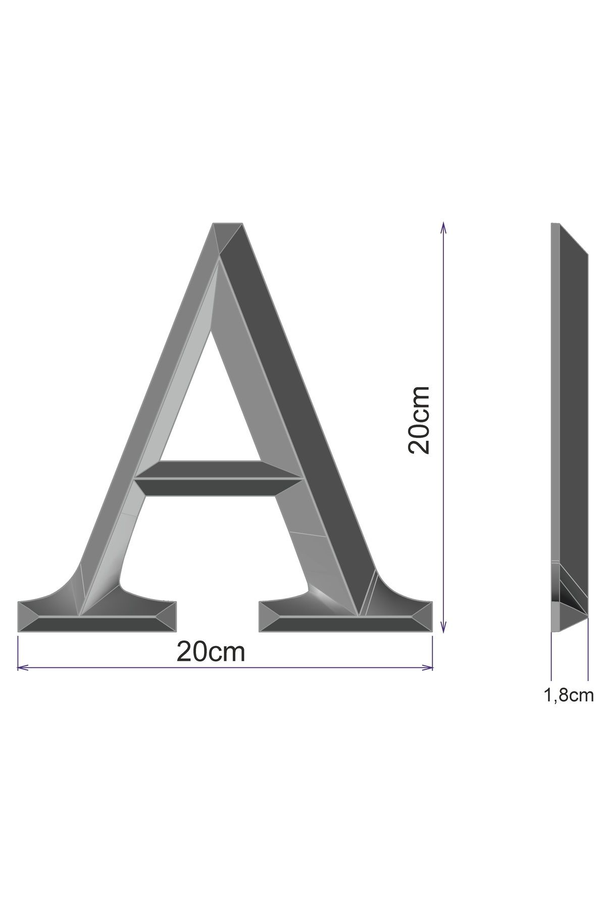 Yapıskanlı Harf&Rakam Siyah 20 cm