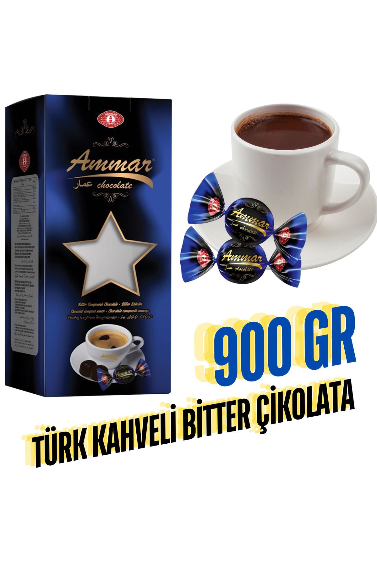 AMMARTÜRK KAHVELİ BİTTERÇİKOLATA (900GR)