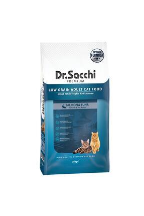 Dr.Sacchi Premium Düşük Tahıllı Somonlu ve Ton Balıklı Yetişkin Kedi Maması 10 Kg Image 0