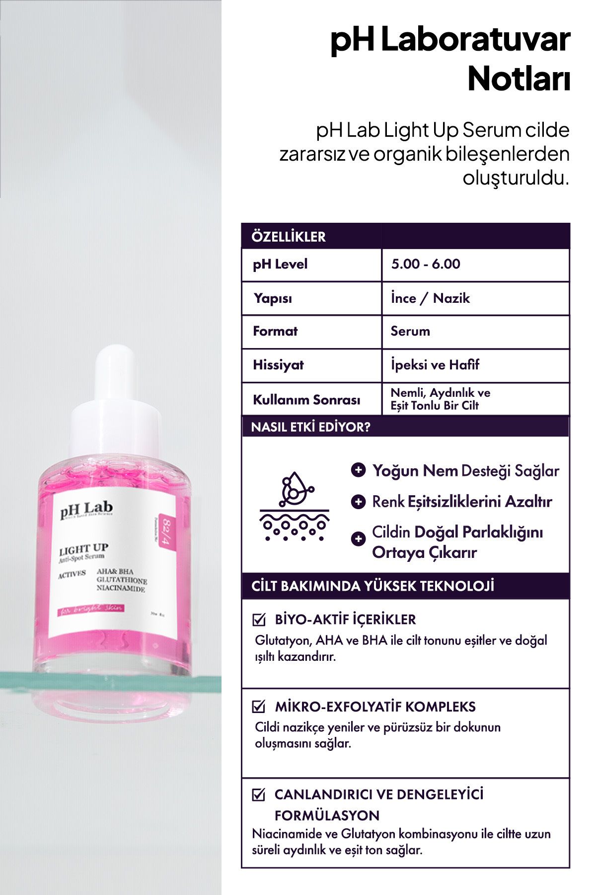 Phlab Light Up Cilt Aydınlatıcı Serum, Cilt Leke Azaltıcı Etkili Serum, leke karşıtı Serum