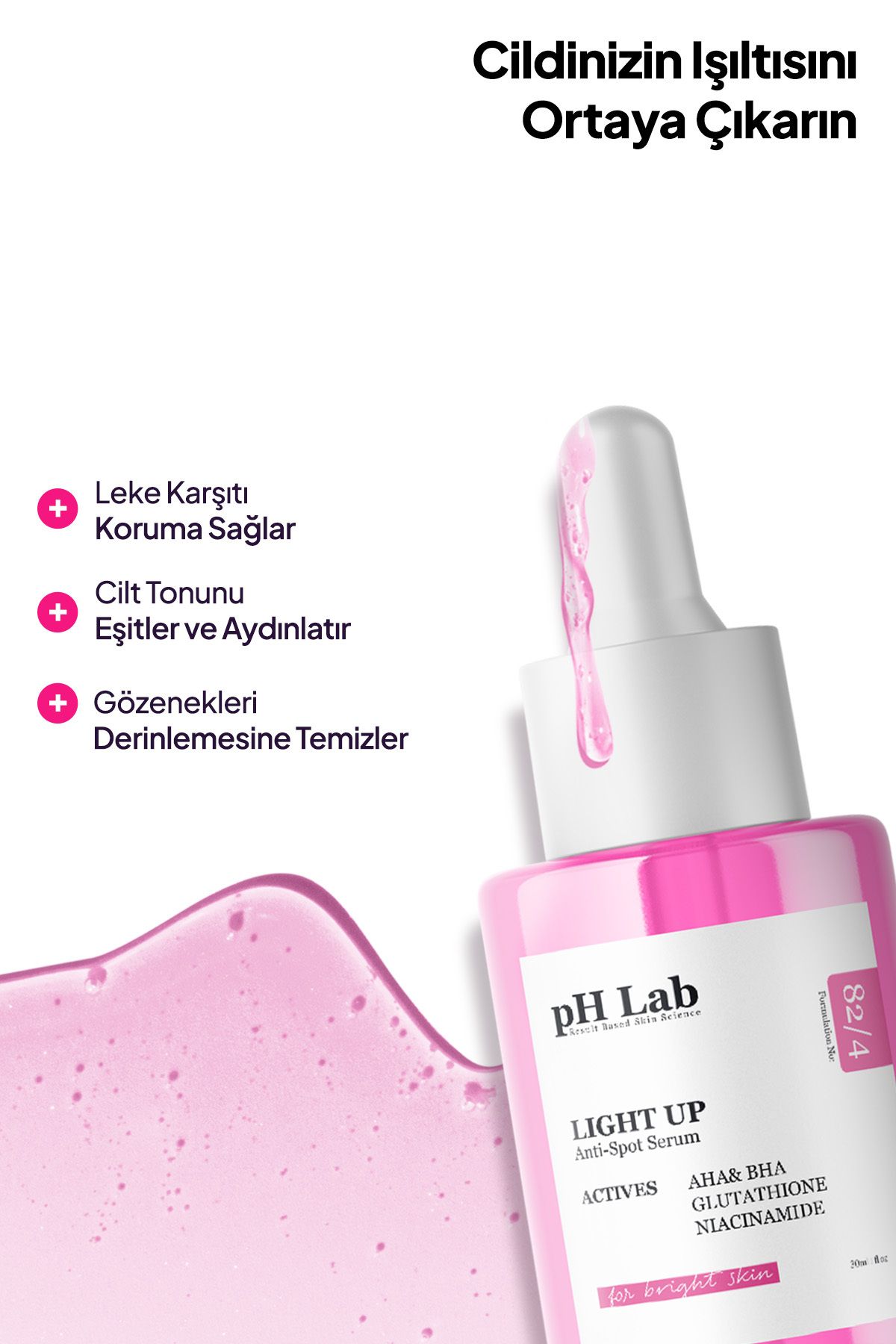 Phlab Light Up Cilt Aydınlatıcı Serum, Cilt Leke Azaltıcı Etkili Serum, leke karşıtı Serum