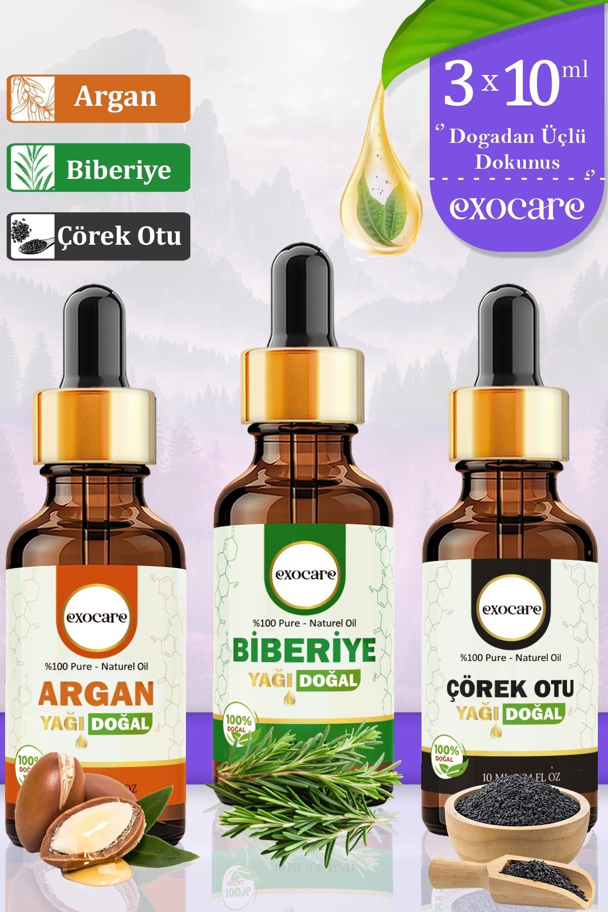 exocare BİBERİYE ÇÖREKOTU veARGAN %100 Doğal...