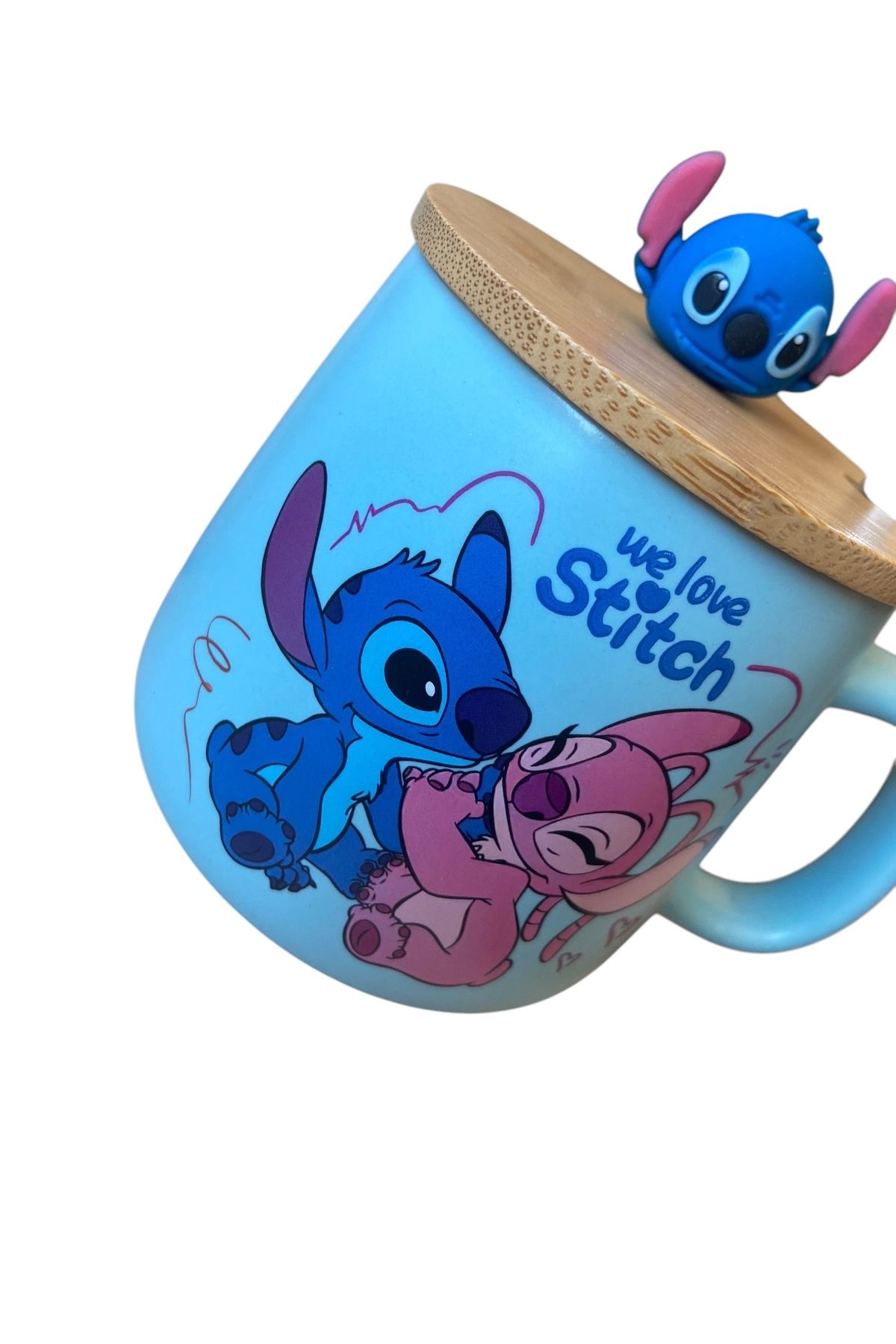 Stich Karakter Temalı kaşıklı kapaklı Kupa