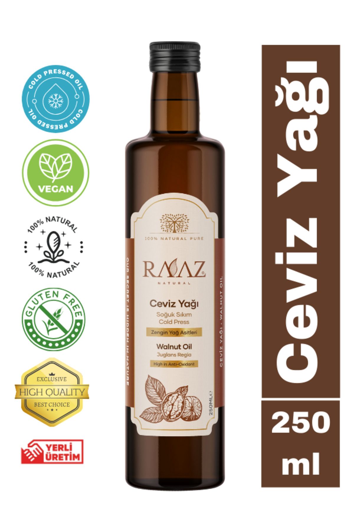 RAAZ Ceviz Yağı Soğuk Sıkım%100 Saf 250 ml