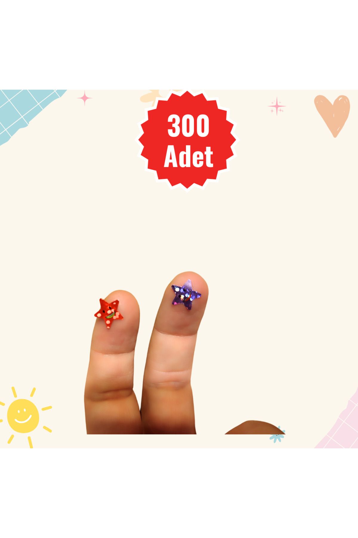 300 ADET Parlak, Emojili - Yüz İfadeli YILDIZ Etiket, Sticker, Öğretmen, Öğrenci, Çocuk