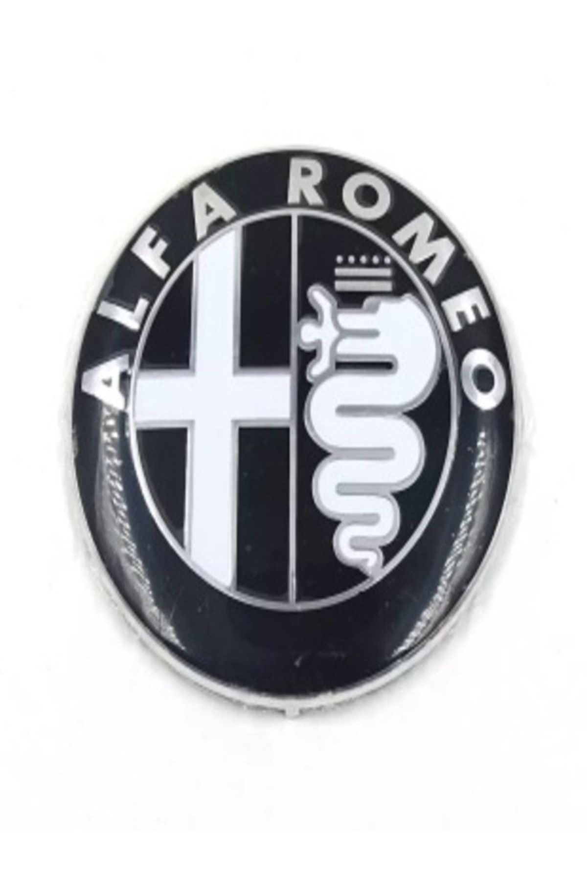 ALFA ROMEO ÖN ARKA LOGO 1 TAKIM JANT LOGO 1 ADET DİREKSİYON LOGO TAKIMI (SİYAH-GÜMÜŞ)