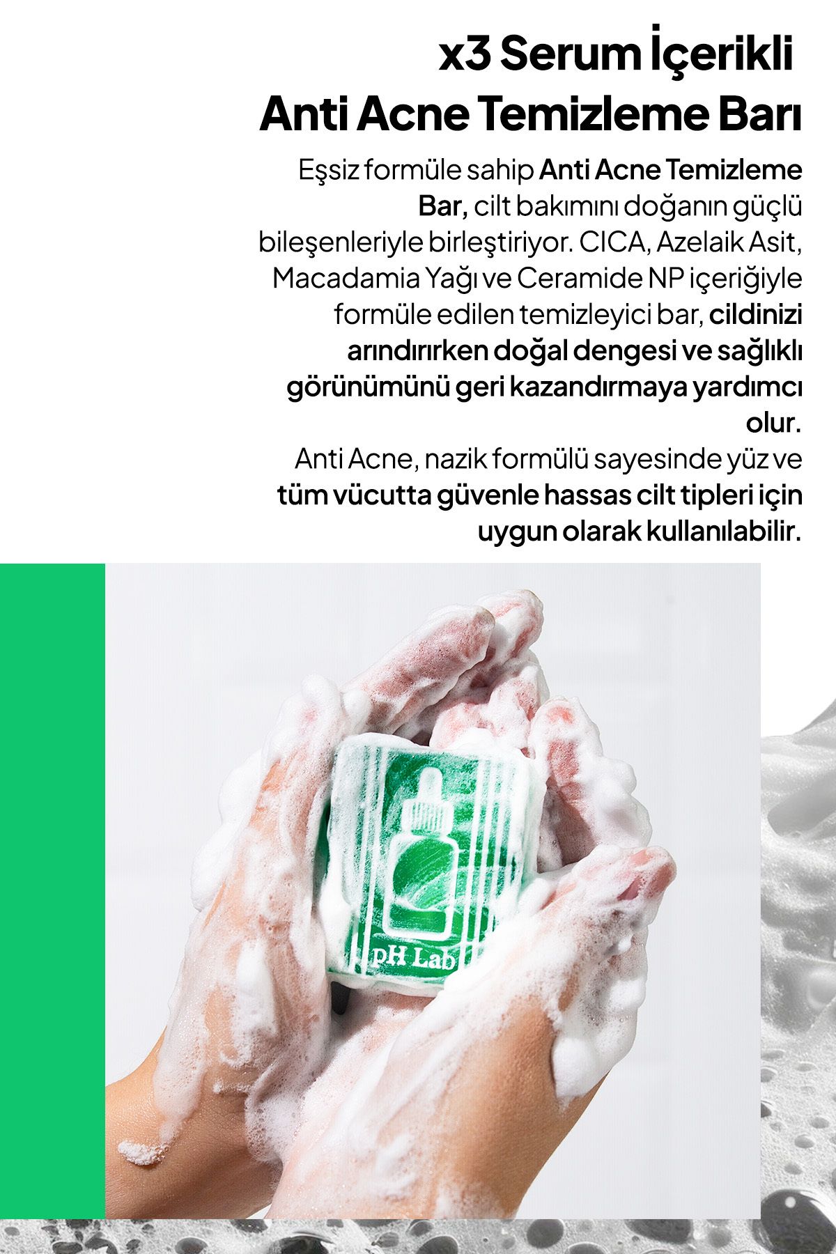 Phlab Anti Acne 3x Serumu Etkili Temizleme Barı, Karşıtı Sabunu