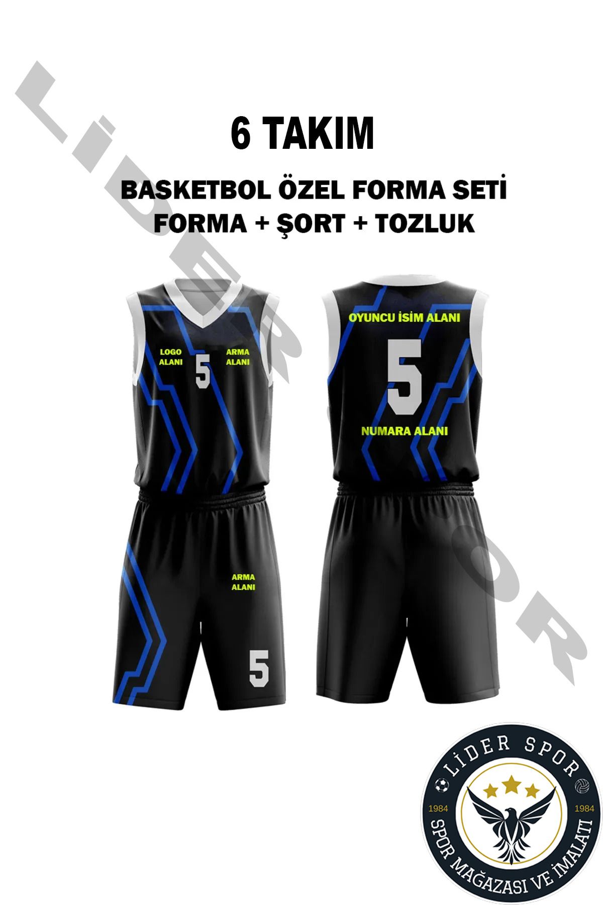 LİDER SPOR 6'Lı BasketbolÖzel Forma Seti (For...