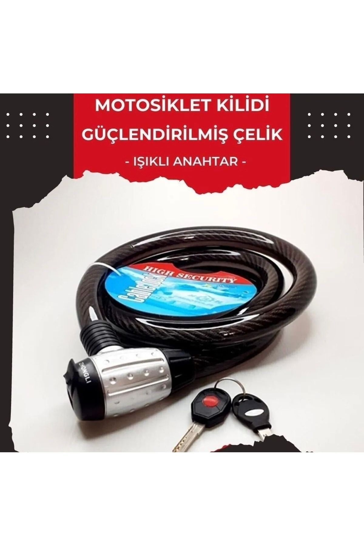 Zoli Motosiklet Kilidi Çelik Güçlendirilmiş Halat Zincir Kilit 25x150