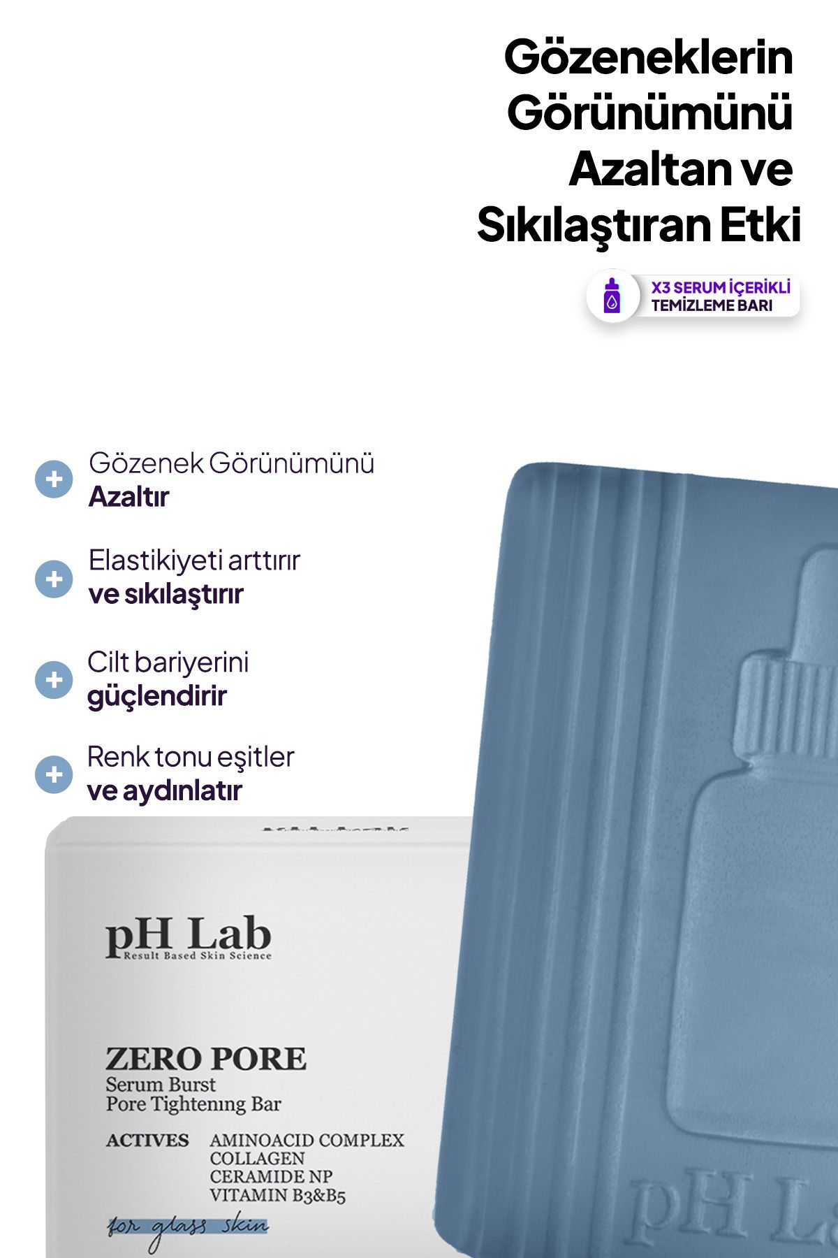 Phlab Zero Pore Gözenek Sıkılaştırıcı Temizleme Barı, Gözenek Temizleyici Etkili Sabun