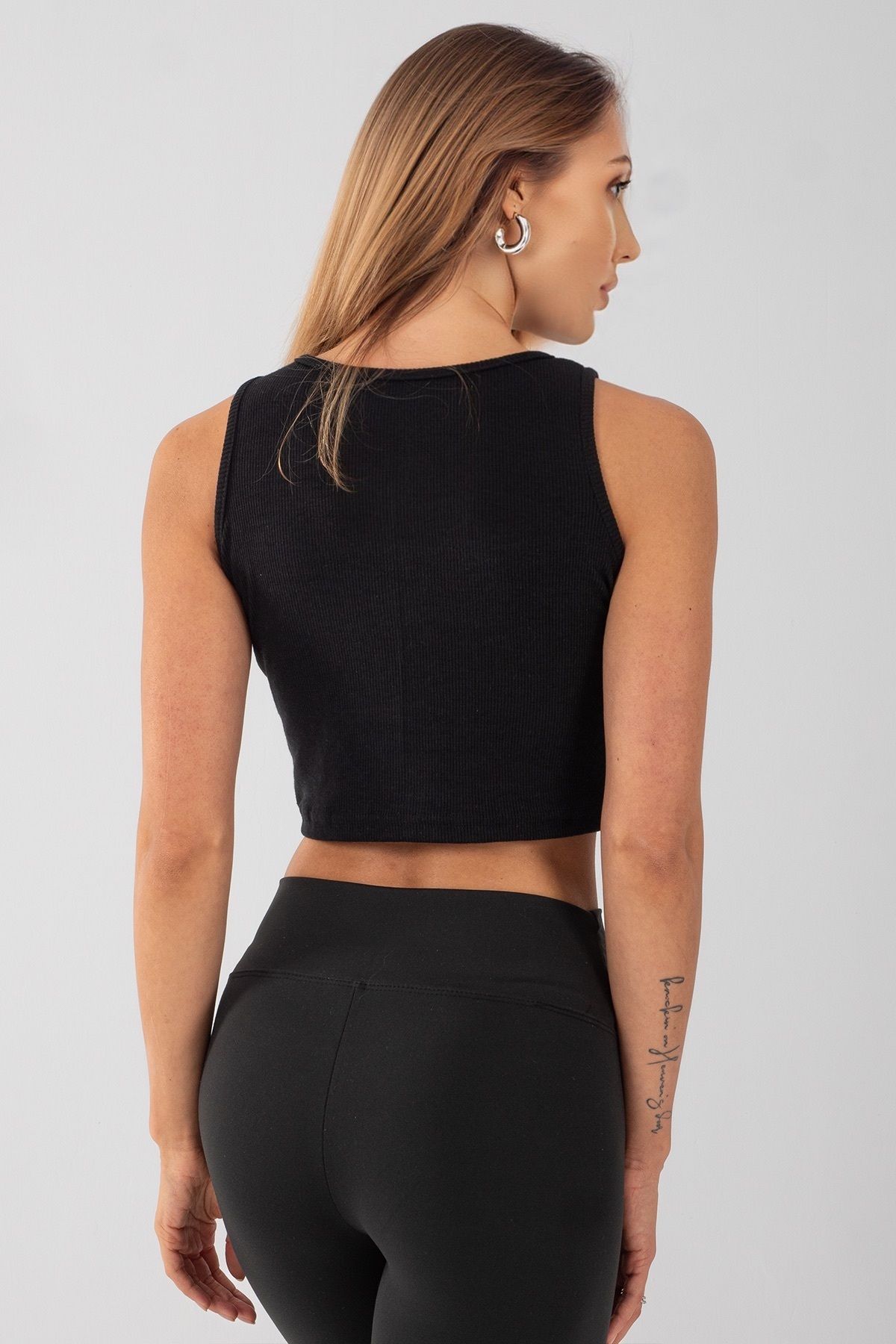 Halter Yaka Fitilli Crop Top Atlet