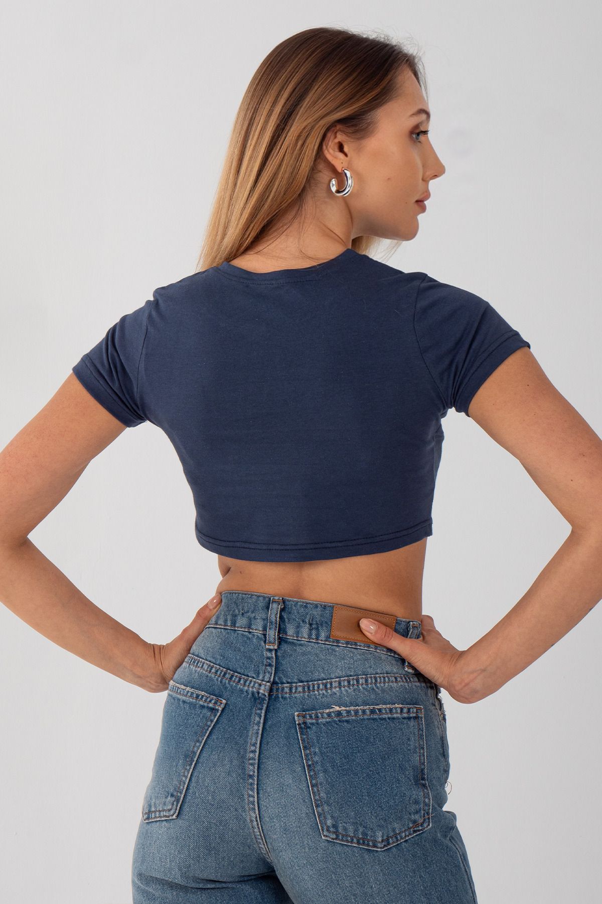 Kadın Basic Kısa Kol Crop Tshirt