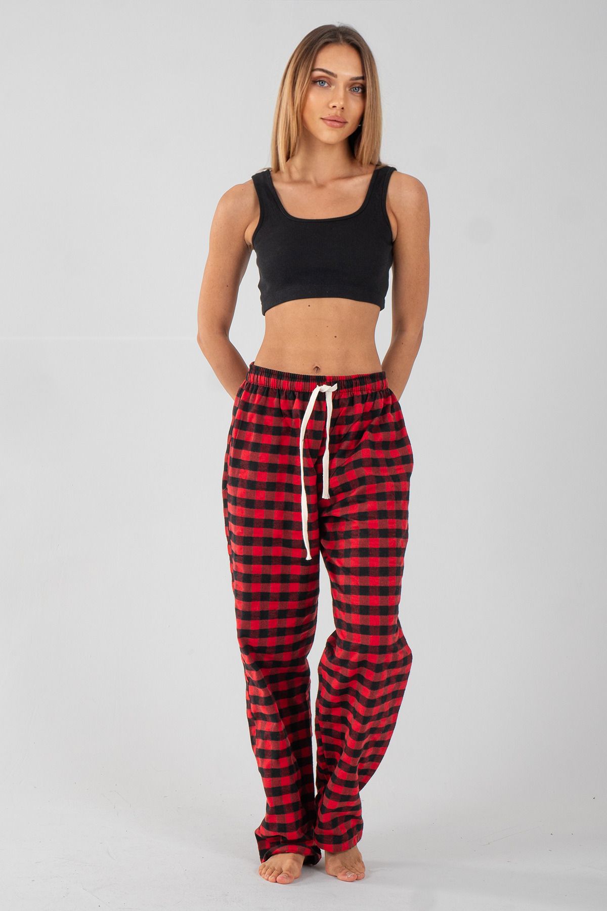 Unisex Ekose Desen Pijama Altı