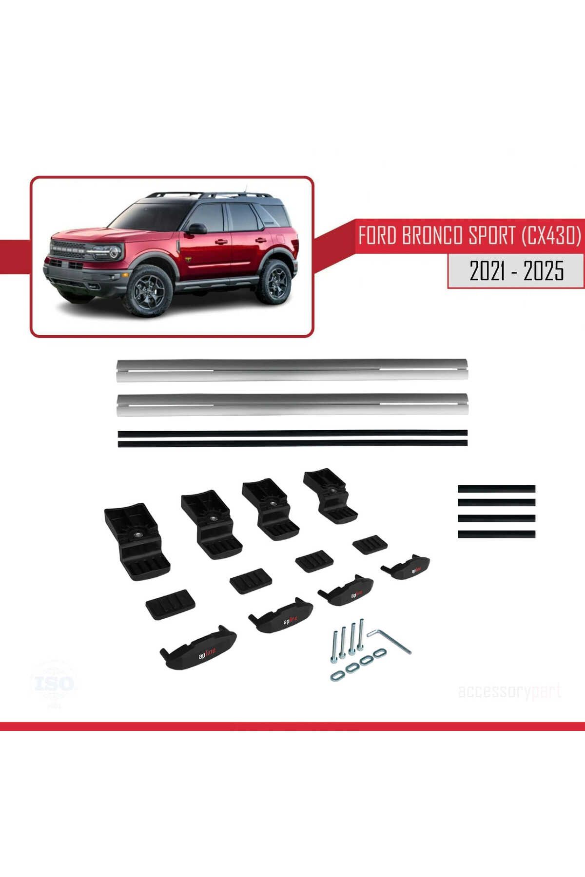 Ford Bronco Sport (CX430) 2021 Ve Sonrası Ile Uyumlu Basıc Model Universal Ara Atkı Tavan Barı Gri 2