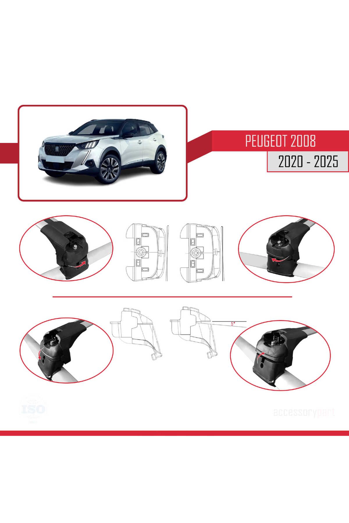 Peugeot 2008 2020 ve Sonrası ile uyumlu ACE-2 Ara Atkı Tavan Barı GRİ