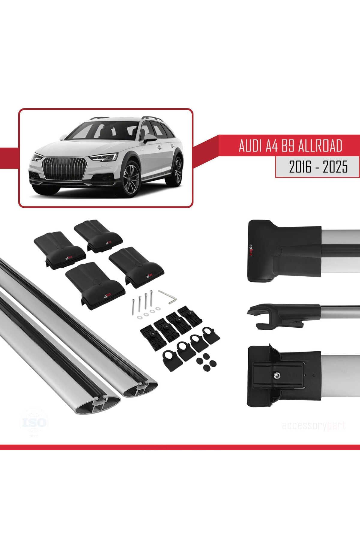 A4 (B9) Allroad 2016 Ve Sonrası Ile Uyumlu Fly Model Ara Atkı Tavan Barı Gri 2 Adet