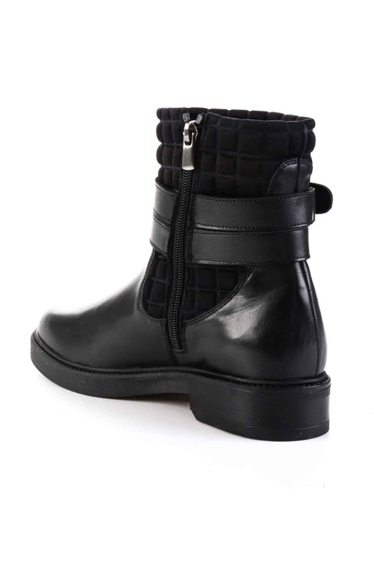 Black Hakiki Deri Kadın Bot & Bootie K0897181303