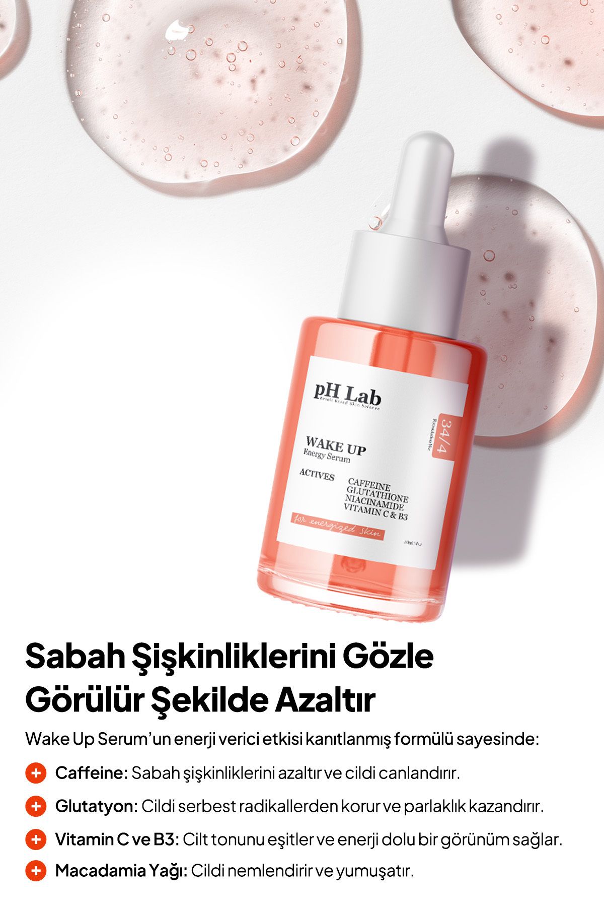 Phlab Wake Up Enerji Serumu, Kafein Serumu, Şişkinlik Azaltıcı Cilt Tonu Eşitleyici Serum