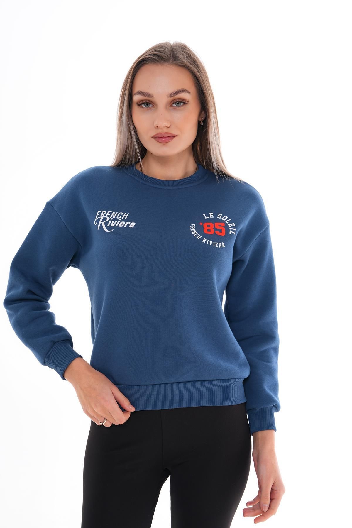 Kadın Baskı Detaylı Üç İplik Sweatshirt 245362 -