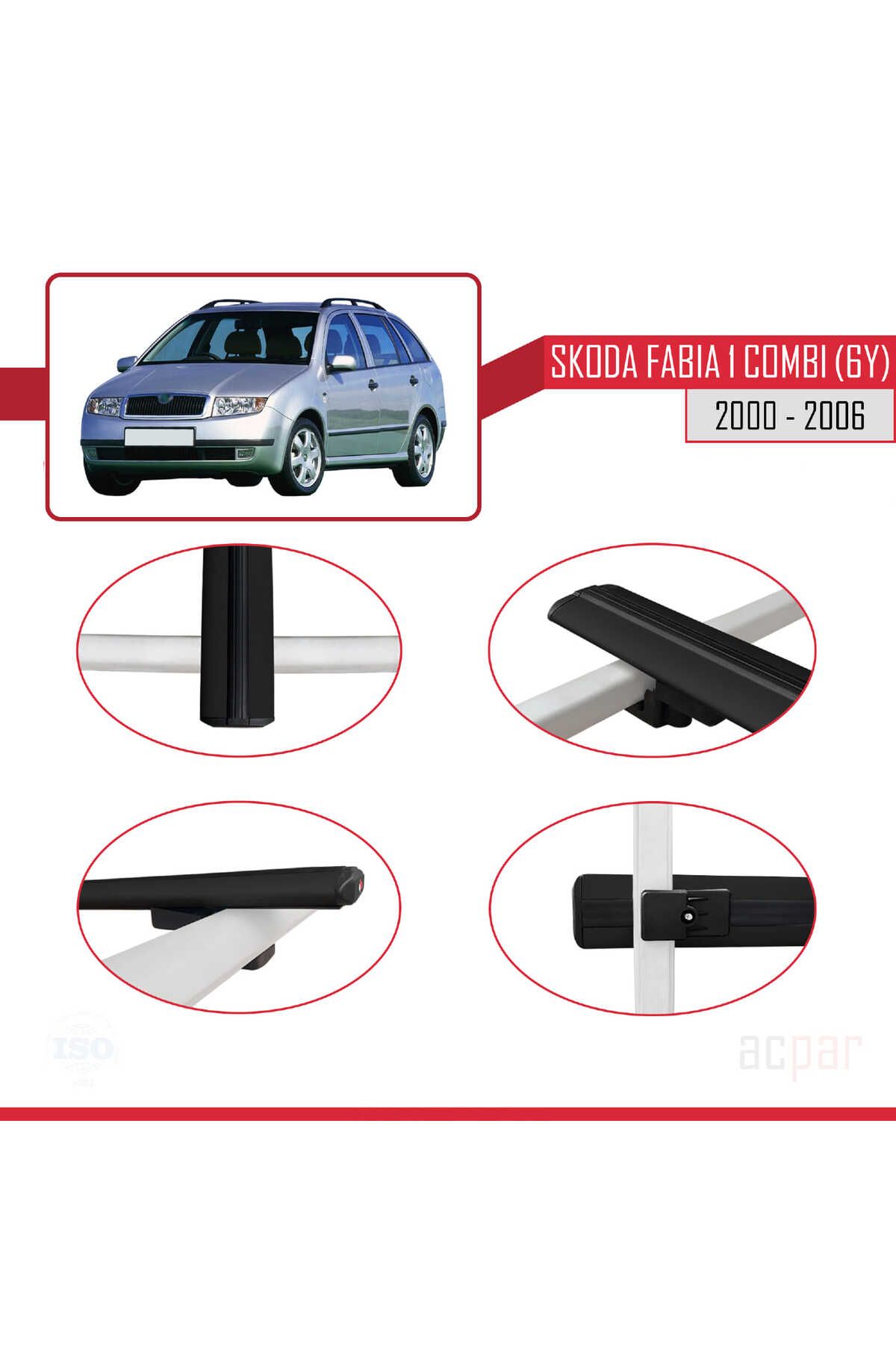 Skoda Fabia (6Y) Combi 2000-2006 Arası Ile Uyumlu Basıc Model Universal Ara Atkı Tavan Barı Siyah 3