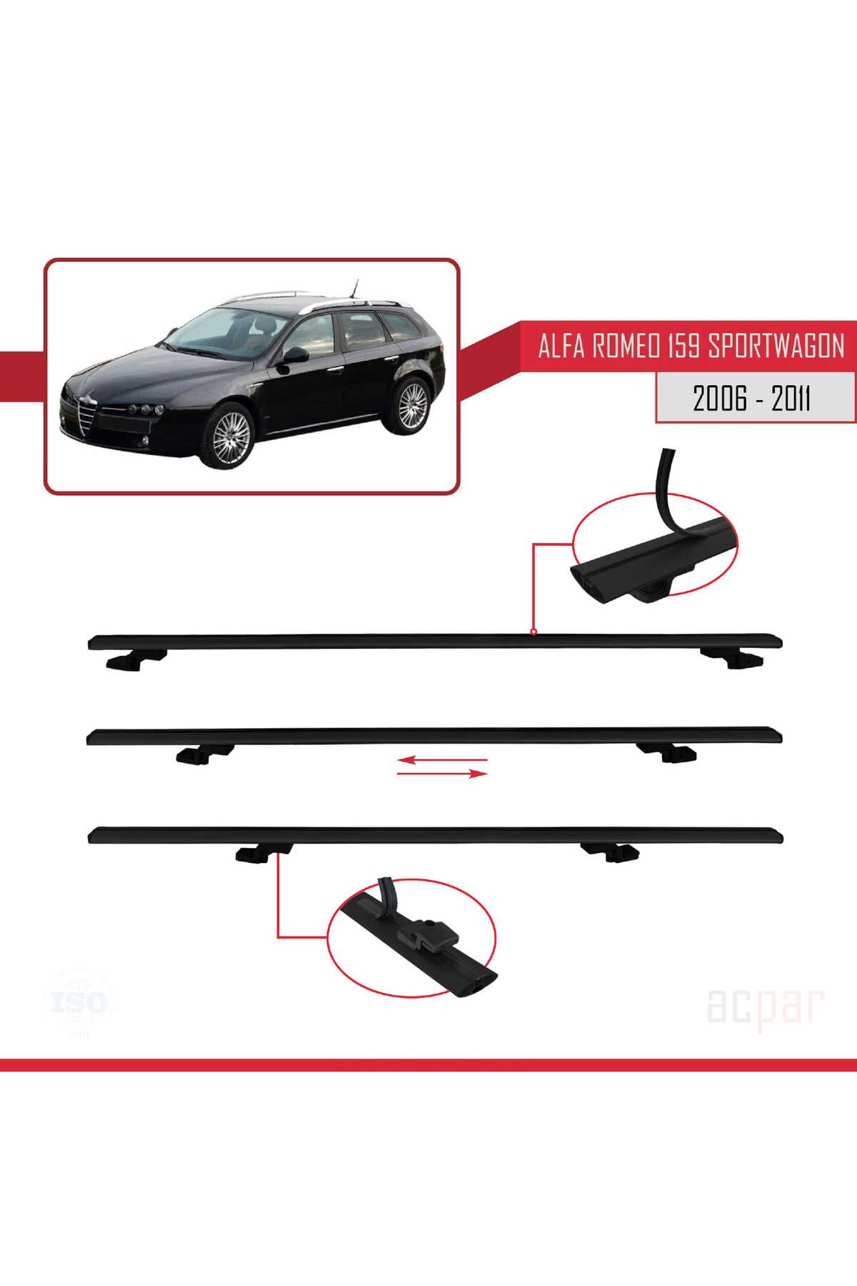 Alfa Romeo 159 (T939) Sw 2006-2011 Arası Ile Uyumlu Basıc Model Universal Ara Atkı Tavan Barı Siyah