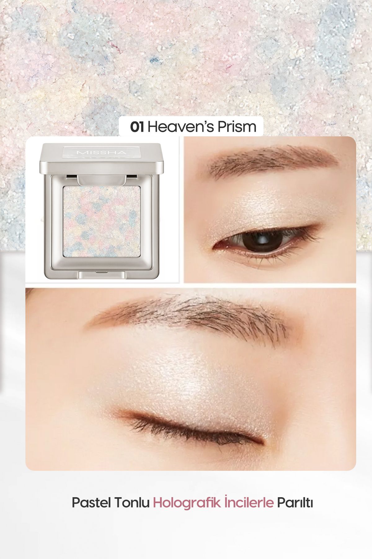 Topaklanmayan El Yapımı Holografik Simli Far Modern Shadow Glitter Prism (No.1 Heaven's Prism)