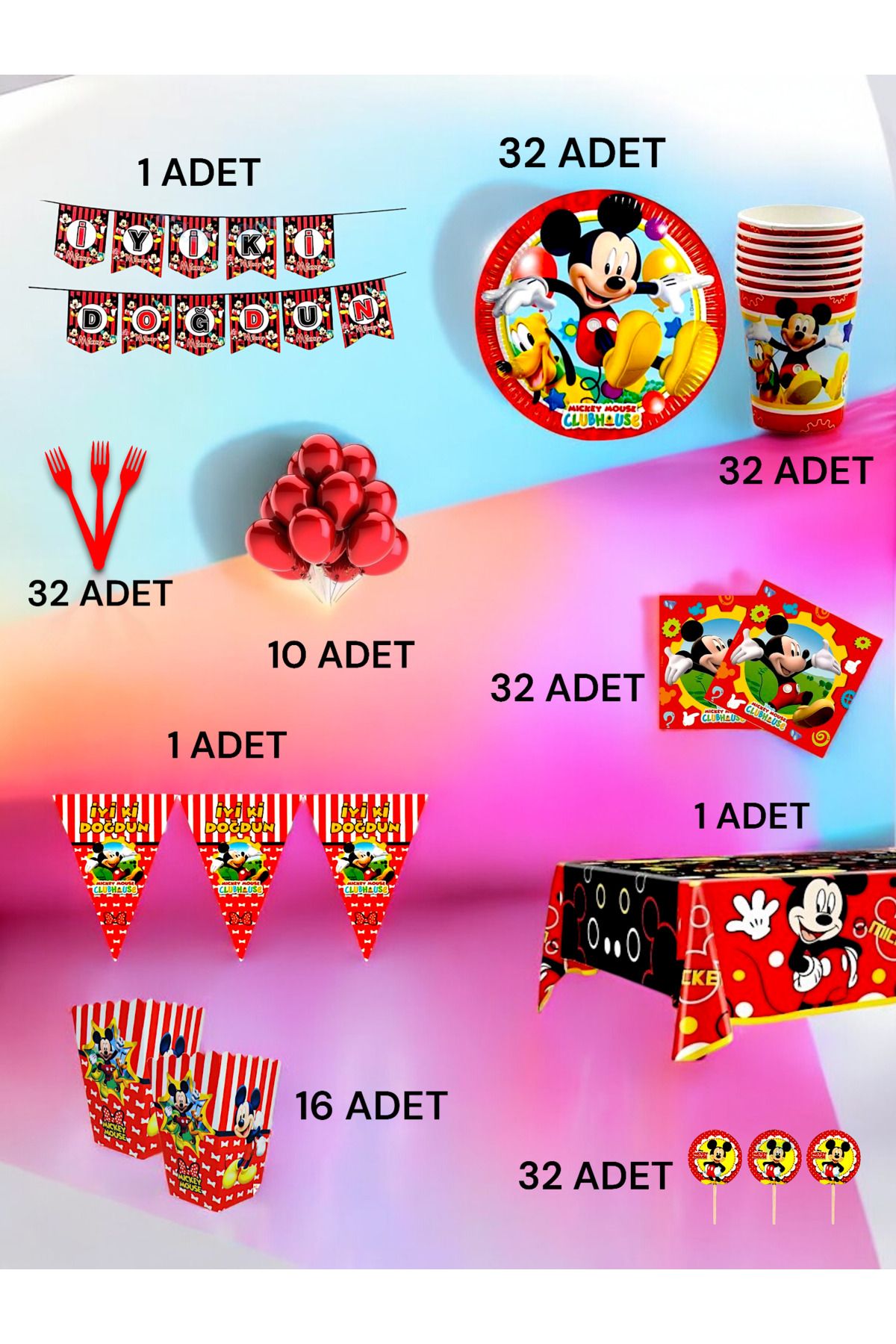 VibeHome 32 Kişilik MickeyMouse Temalı Ultra...