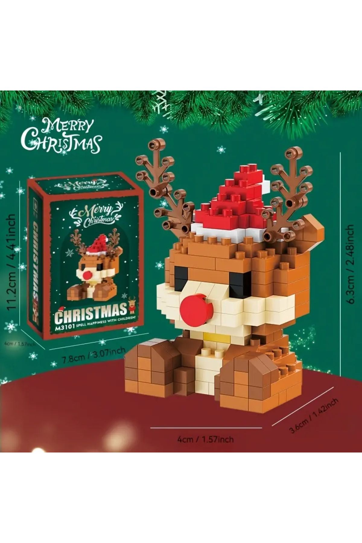 Bricks Noel Babanın Ren Geyiği Figür Yeni Yıl Özel Seri Yılbaşı Hediyesi 3D Yapboz Puzzle Süs