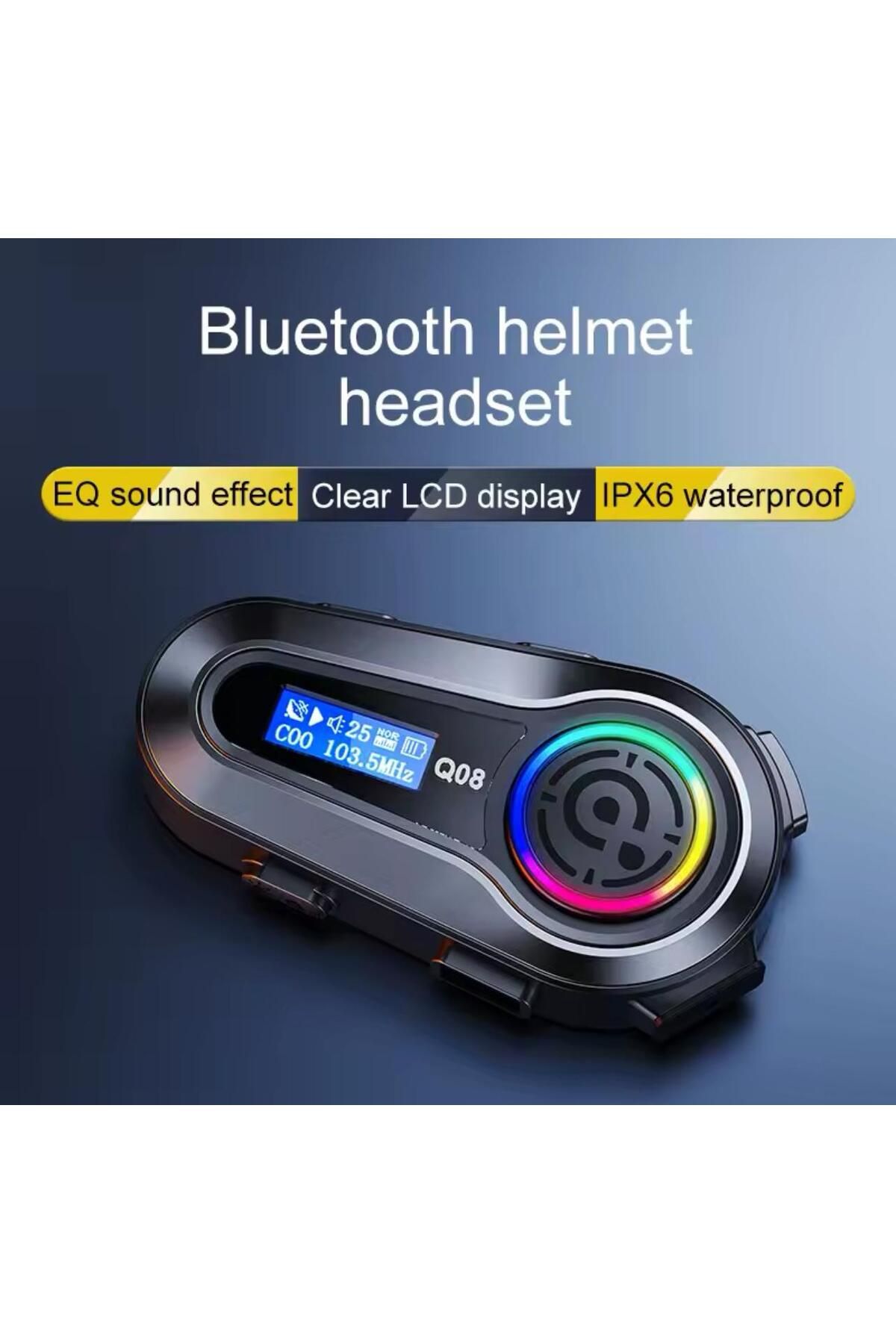 Q08 Lcd Ekranli Motorsi̇klet Kask Rgb Kulaklik Fm Radyo Bluetooth 5,3 Çi̇ft Bağlanti Özelli̇kli̇