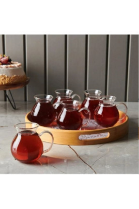 Plüton Design 6'lı Borosilikat Cam Tombul Kulplu Keyfi Ala Çay Bardağı 220 ml Image 0