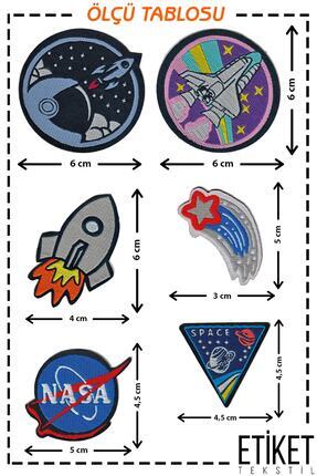 Ütü Ile Yapışan Dokuma Arma Seti Patch Yama Uzay, Nasa, Roket, Space Modeli Image 3