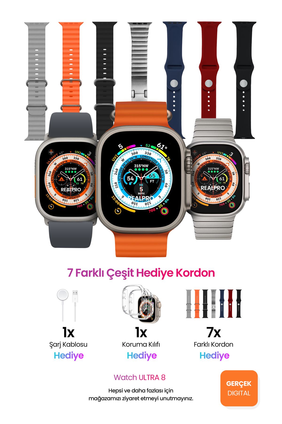 RealproWATCH ULTRA 8 7KORDON HEDİYELİ ....49...