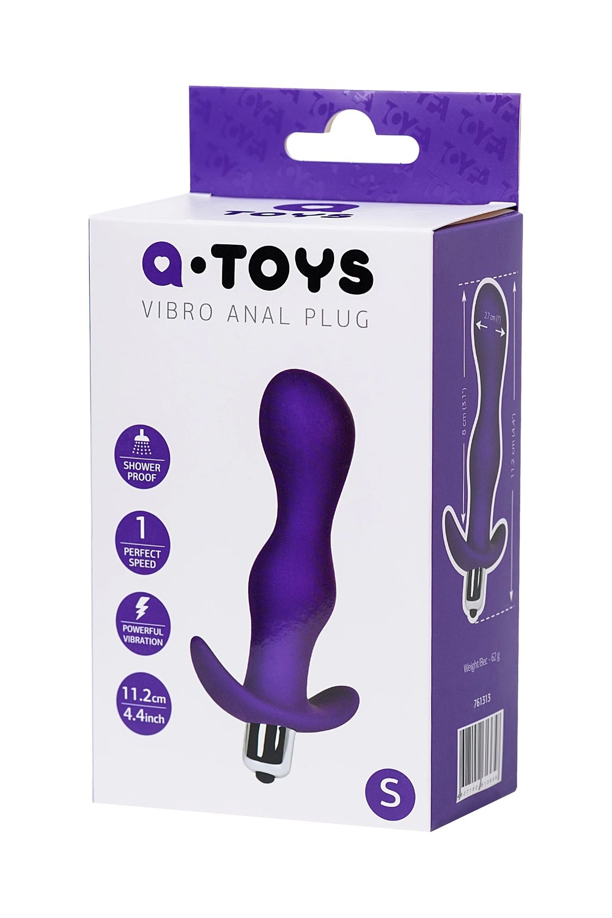 Vibro Anal Plug, boyut S, silikon, mor, 11,2 cm