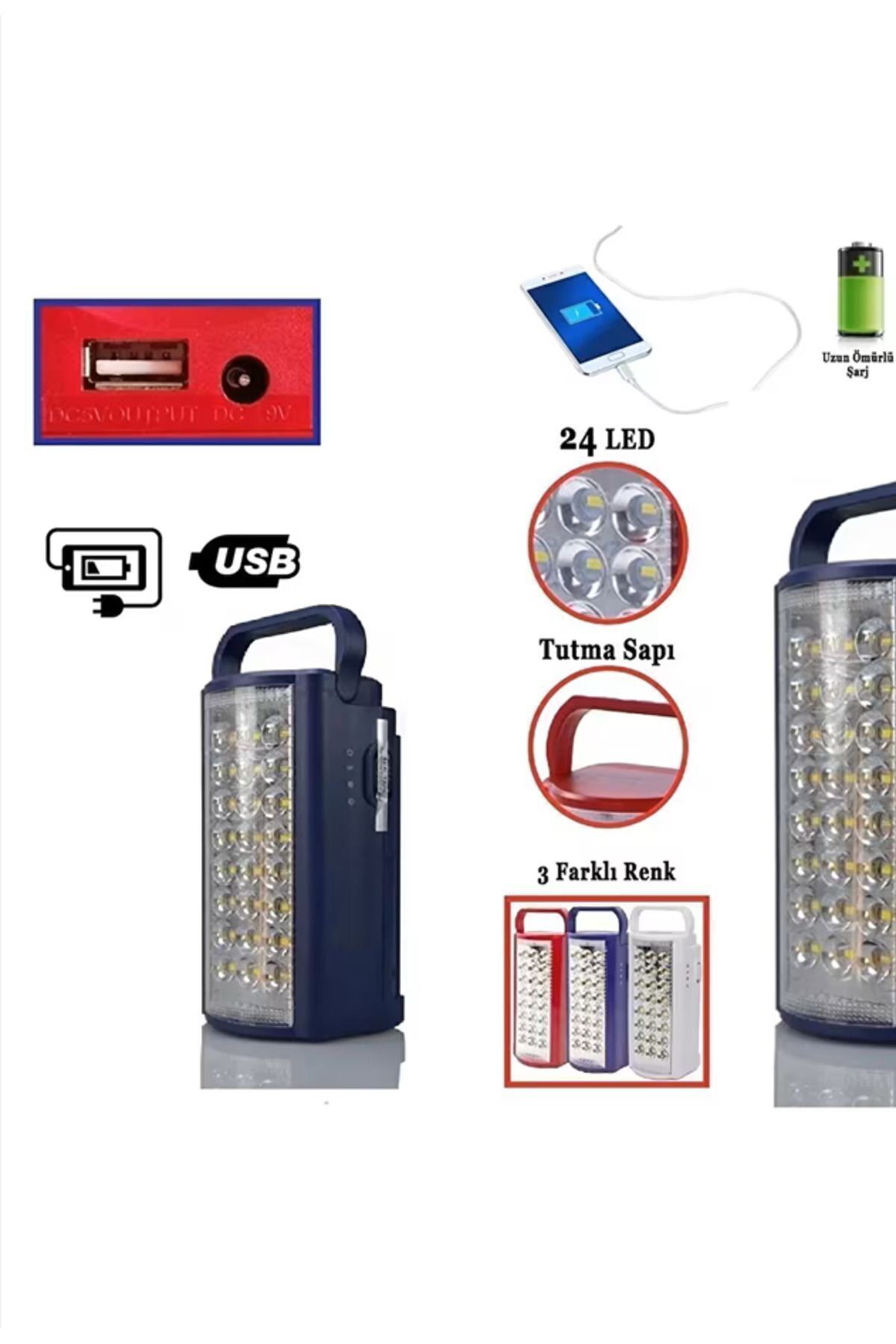 AHLE HOME Usb Şarj ÇıkışlıSüper 24 Led 80 Saa...