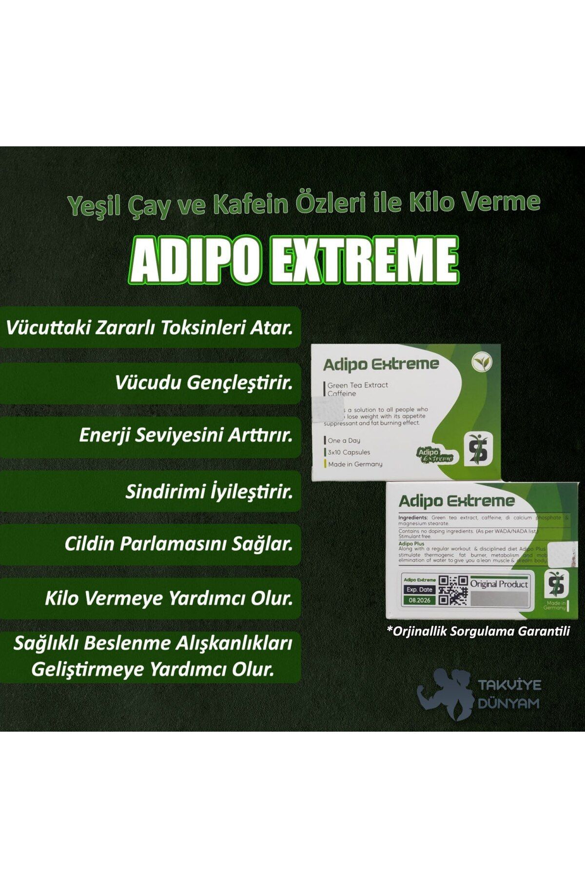 Adipo Extreme Adipo Green TeaYeşil Çay 30 Kir...