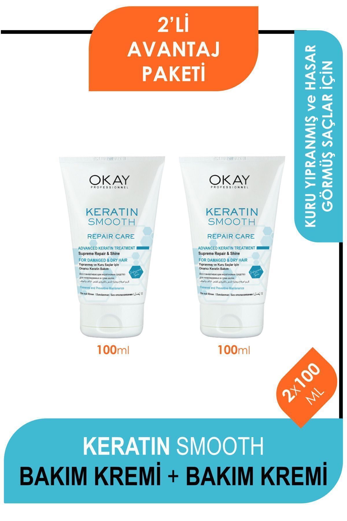 Professıonal Keratin Smooth Onarıcı Bakım Kremi 100 Ml X2