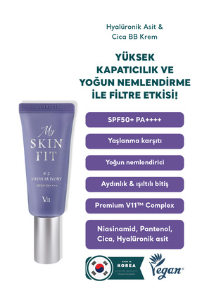 My Skin Fit BB Cream SPF50+ PA++++ Medium Ivory 20ml-Hyalüronik Asit&Cica BB Krem Image 0